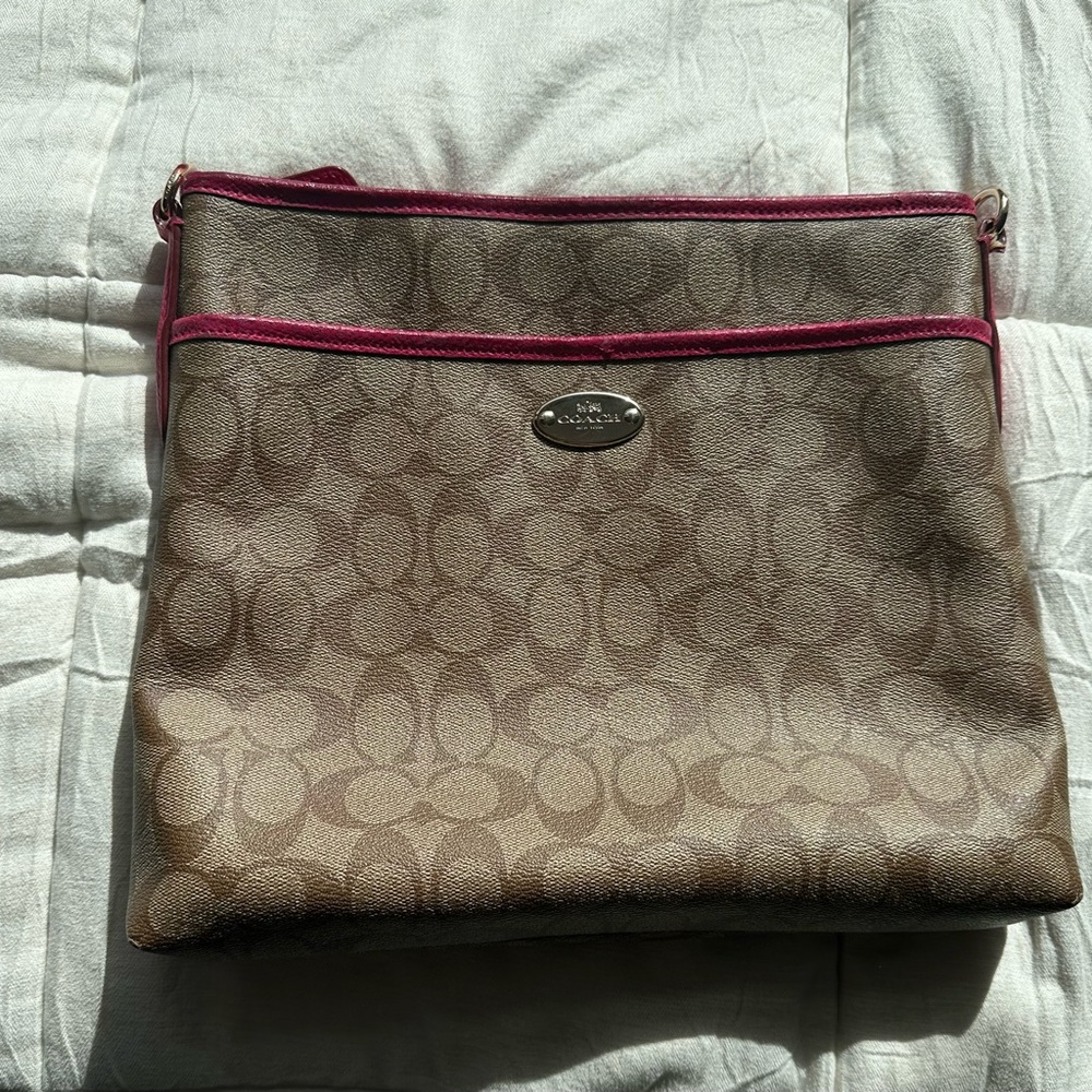 Coach Brown and Pink Crossbody Bag